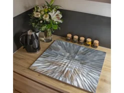 Banjado Herdabdeckplatte Glas 2 Teilig Je 30x52CM Schneidebrett Herdabdeckung Mit Motiv Dornen Aus Eis