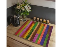 Banjado Herdabdeckplatte Glas 2 Teilig Je 30x52CM Schneidebrett Herdabdeckung Mit Motiv Holz Collage Bunt