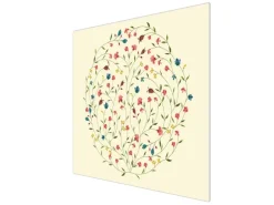 Banjado Herdabdeckplatte Glas 1 Teilig 60x52CM Schneidebrett Herdabdeckung Mit Motiv Blumenreigen