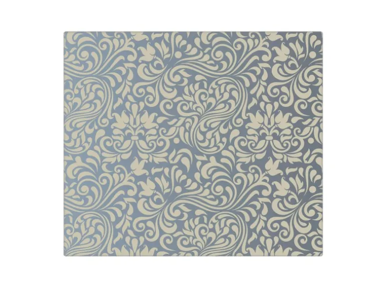 Banjado Herdabdeckplatte Glas 1 Teilig 60x52CM Schneidebrett Herdabdeckung Mit Motiv Blaues Ornament
