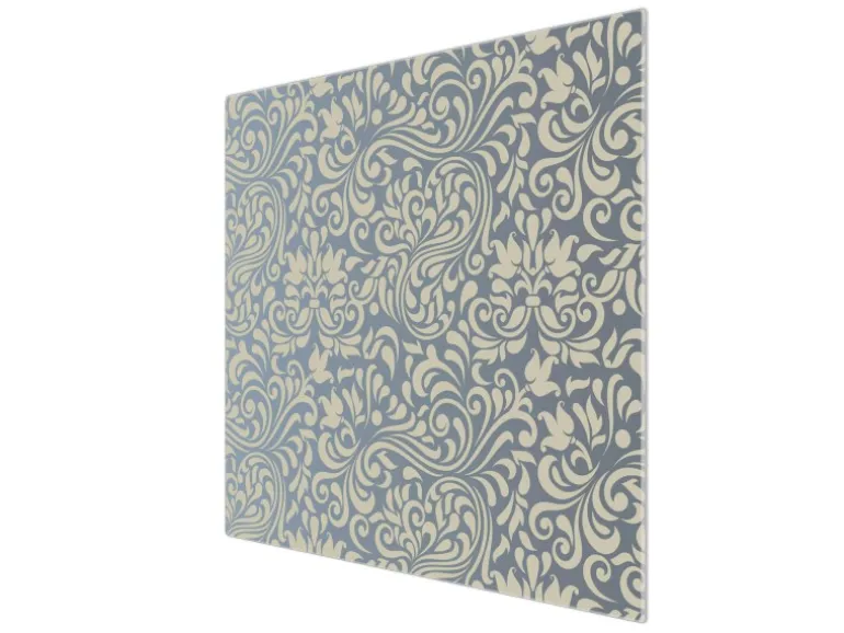 Banjado Herdabdeckplatte Glas 1 Teilig 60x52CM Schneidebrett Herdabdeckung Mit Motiv Blaues Ornament