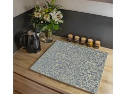 Banjado Herdabdeckplatte Glas 1 Teilig 60x52CM Schneidebrett Herdabdeckung Mit Motiv Blaues Ornament