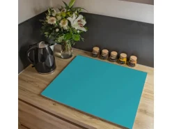 Banjado Herdabdeckplatte Glas 1 Teilig 60x52CM Schneidebrett Herdabdeckung Mit Motiv Türkis