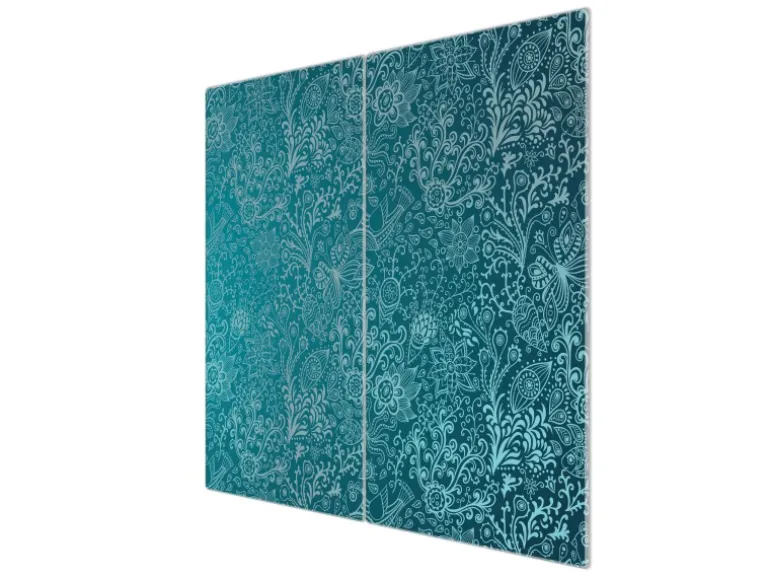 Banjado Herdabdeckplatte Glas 2 Teilig Je 30x52CM Schneidebrett Herdabdeckung Mit Motiv Mandala Landschaft