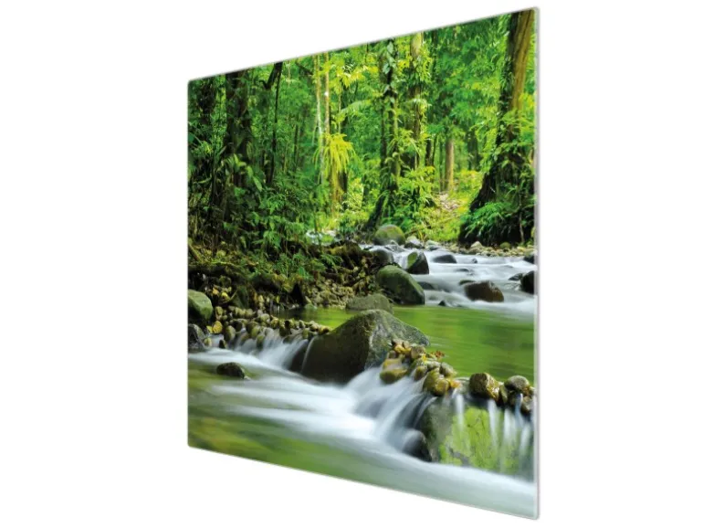 Banjado Herdabdeckplatte Glas 1 Teilig 60x52CM Schneidebrett Herdabdeckung Mit Motiv Rauschender Bach