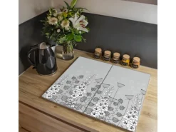 Banjado Herdabdeckplatte Glas 2 Teilig Je 30x52CM Schneidebrett Herdabdeckung Mit Motiv Wegesrand