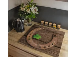 Banjado Herdabdeckplatte Glas 2 Teilig Je 30x52CM Schneidebrett Herdabdeckung Mit Motiv Doppeltes Glück