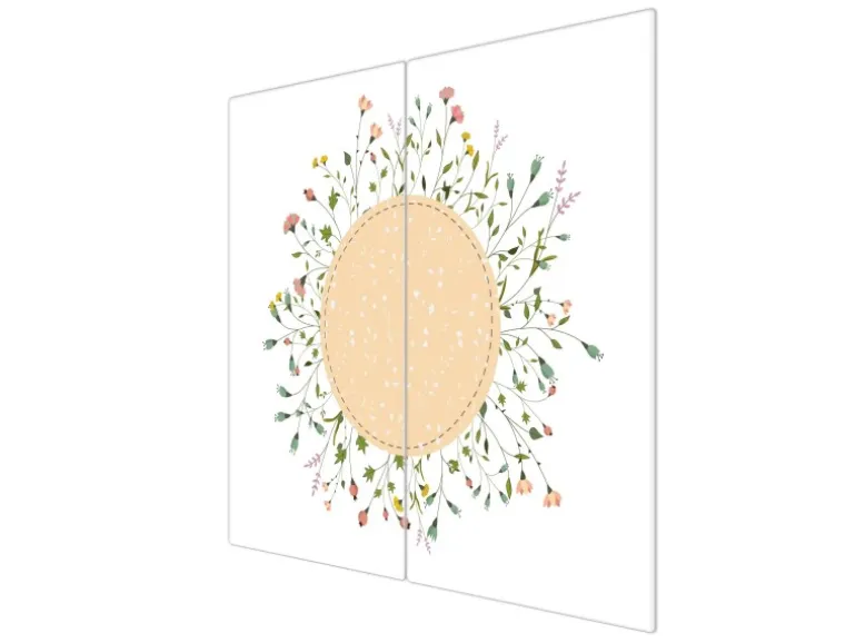 Banjado Herdabdeckplatte Glas 2 Teilig Je 30x52CM Schneidebrett Herdabdeckung Mit Motiv Hibiskus Kreis