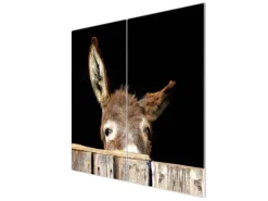 Banjado Herdabdeckplatte Glas 2 Teilig Je 30x52CM Schneidebrett Herdabdeckung Mit Motiv Esel