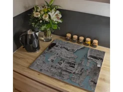 Banjado Herdabdeckplatte Glas 1 Teilig 60x52CM Schneidebrett Herdabdeckung Mit Motiv Wand Mit Zeitungen