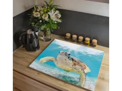 Banjado Herdabdeckplatte Glas 1 Teilig 60x52CM Schneidebrett Herdabdeckung Mit Motiv Elvis