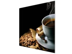 Banjado Herdabdeckplatte Glas 1 Teilig 60x52CM Schneidebrett Herdabdeckung Mit Motiv Hot Coffee