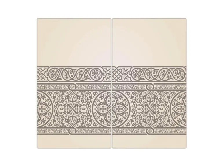 Banjado Herdabdeckplatte Glas 2 Teilig Je 30x52CM Schneidebrett Herdabdeckung Mit Motiv Keltischer Knoten