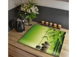 Banjado Herdabdeckplatte Glas 2 Teilig Je 30x52CM Schneidebrett Herdabdeckung Mit Motiv Innere Ruhe