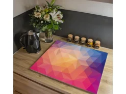 Banjado Herdabdeckplatte Glas 1 Teilig 60x52CM Schneidebrett Herdabdeckung Mit Motiv Bunte Kristalle