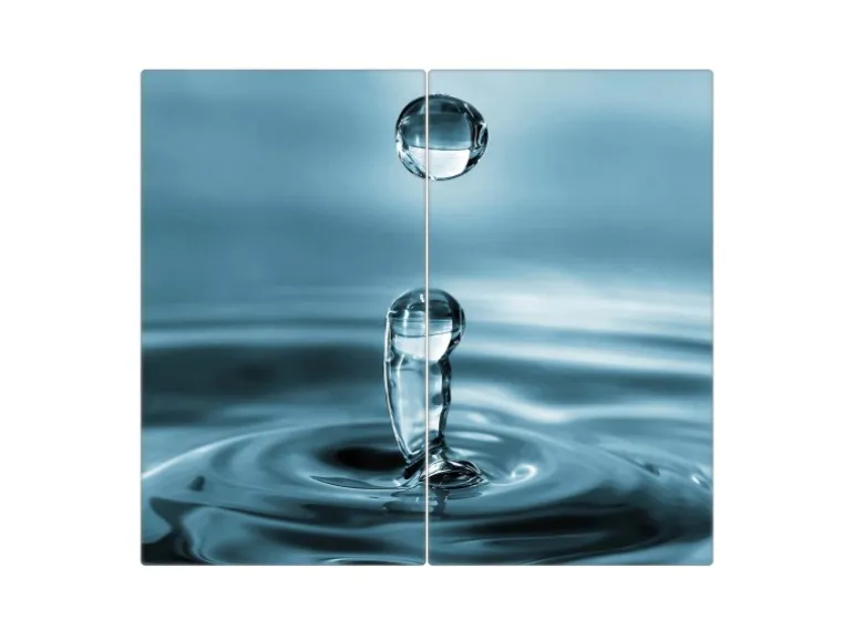 Banjado Herdabdeckplatte Glas 2 Teilig Je 30x52CM Schneidebrett Herdabdeckung Mit Motiv Wassertropfen