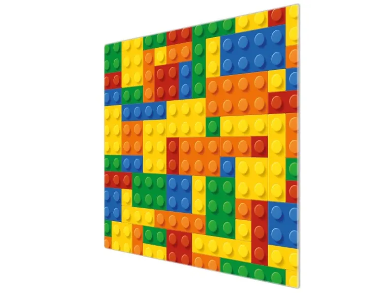 Banjado Herdabdeckplatte Glas 1 Teilig 60x52CM Schneidebrett Herdabdeckung Mit Motiv Bausteine