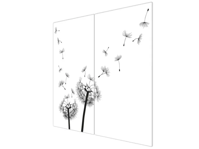 Banjado Herdabdeckplatte Glas 2 Teilig Je 30x52CM Schneidebrett Herdabdeckung Mit Motiv Pusteblume 2