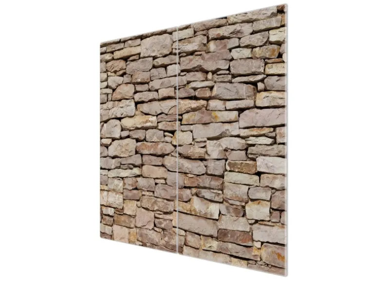Banjado Herdabdeckplatte Glas 2 Teilig Je 30x52CM Schneidebrett Herdabdeckung Mit Motiv Stadtmauer