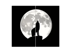 Banjado Herdabdeckplatte Glas 2 Teilig Je 30x52CM Schneidebrett Herdabdeckung Mit Motiv Heulender Wolf Sw