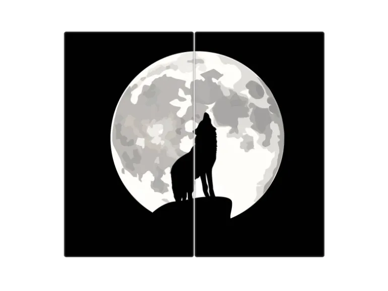 Banjado Herdabdeckplatte Glas 2 Teilig Je 30x52CM Schneidebrett Herdabdeckung Mit Motiv Heulender Wolf Sw