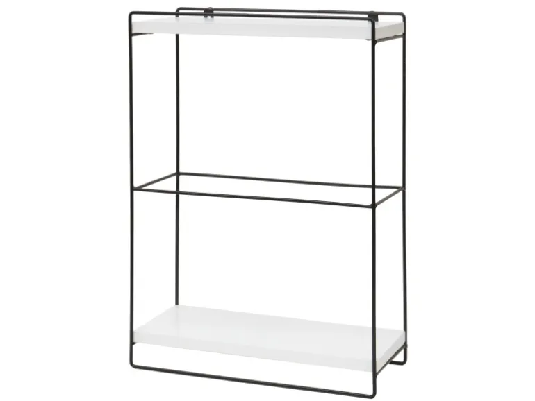 BERLINLODGE Wandregal HxBxT 50x35x17cm Massiv-Holz Metall Industrial 2 Regalböden Weiß Hängeregal Regal Küchenregal