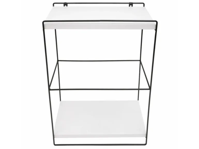 BERLINLODGE Wandregal HxBxT 50x35x17cm Massiv-Holz Metall Industrial 2 Regalböden Weiß Hängeregal Regal Küchenregal