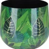 Übertopf Flora mit Blätterprint Ø 21 cm x 17 cm Grün-Gold