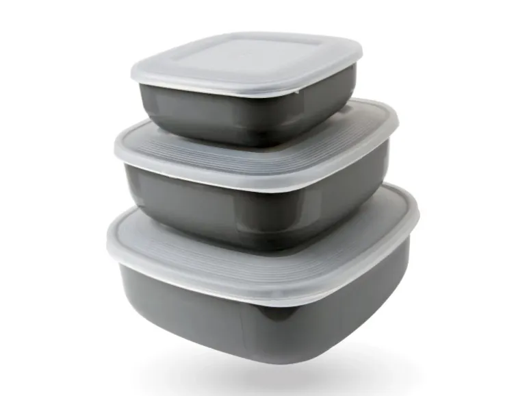 Bestgoodies Vorratsdosen 6er Set Eckig Grau 2 x 3er