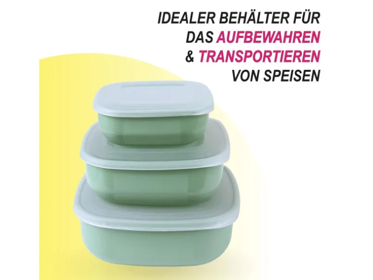Bestgoodies Vorratsdosen 3er Set Eckig Grün