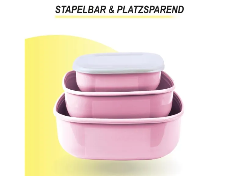Bestgoodies Vorratsdosen 3er Set Eckig Rosa