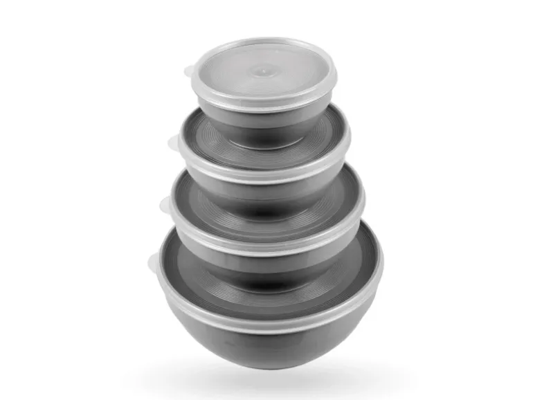 Bestgoodies Vorratsdosen 8er Set Rund Grau 2 x 4er
