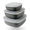 Bestgoodies Vorratsdosen 9er Set Eckig Grau 3 x 3er