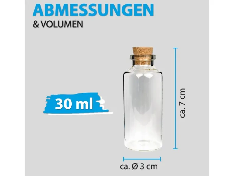 Bestlivings Fläschchen Glas mit Korken 30ml 24er Pack