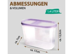Bestlivings Frischhaltebox Schüttdose 1,4 Liter 2er Pack Lila