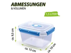 Bestlivings Frischhaltebox 1,5L Lunchbox Im Set Blau 2er Pack