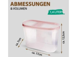 Bestlivings Frischhaltebox Schüttdose 1,4 Liter 4er Pack Altrose