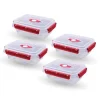 Bestlivings Frischhaltebox 0,9L Lunchbox Im Set Rot 4er Pack