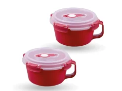Bestlivings Frischhaltebox 0,85L Frühstücksschale Im Set Rot 2er Pack