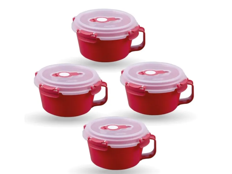 Bestlivings Frischhaltebox 0,85L Frühstücksschale Im Set Rot 4er Pack