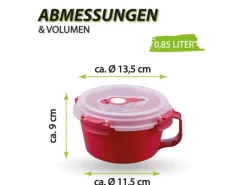Bestlivings Frischhaltebox 0,85L Frühstücksschale Im Set Rot 8er Pack