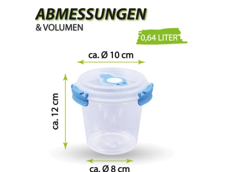 Bestlivings Frischhaltebox Mit Deckel Fresh System 0,64 Liter Joghurt Dose Blau