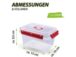 Bestlivings Frischhaltebox 1,5L Lunchbox Im Set Rot 4er Pack