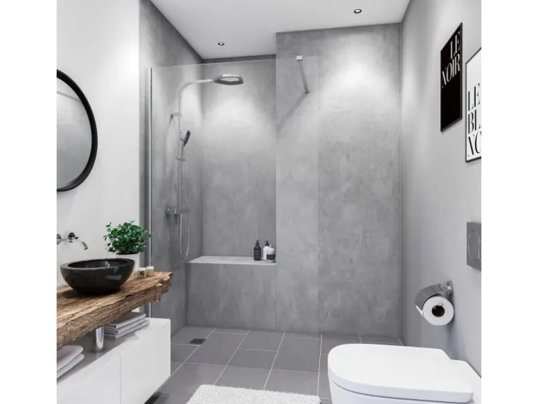 Breuer Duschrückwand Soft-Touch Seidenmatt Quick 72 Beton-Optik Grau 100x255 cm