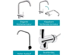 Calmwaters Küchenarmatur Honest Extra Chrom Vorfensterarmatur Abnehmbar 12PZ5070