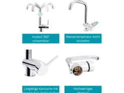 Calmwaters Küchenarmatur Honest Extra Chrom Vorfensterarmatur Abnehmbar 12PZ5070