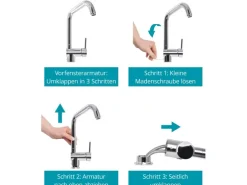Calmwaters Küchenarmatur Honest Extra Chrom Vorfensterarmatur Abnehmbar 12PZ5070