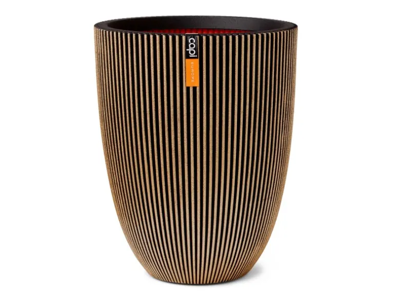 Capi Pflanzgefäß Elegant Niedrig Groove Ø 46 cm x 58 cm Schwarz