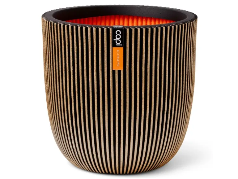 Capi Pflanztopf Kugel Groove Ø 43 cm x 41 cm Gold-Schwarz