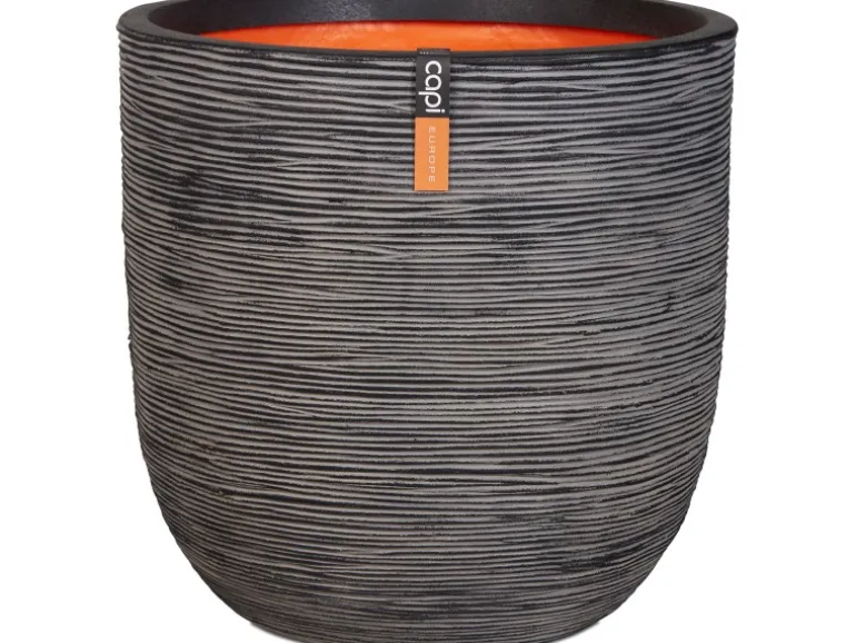Capi Pflanztopf Nature Rib Kugel Riffel Ø 54 cm x 52 cm Anthrazit